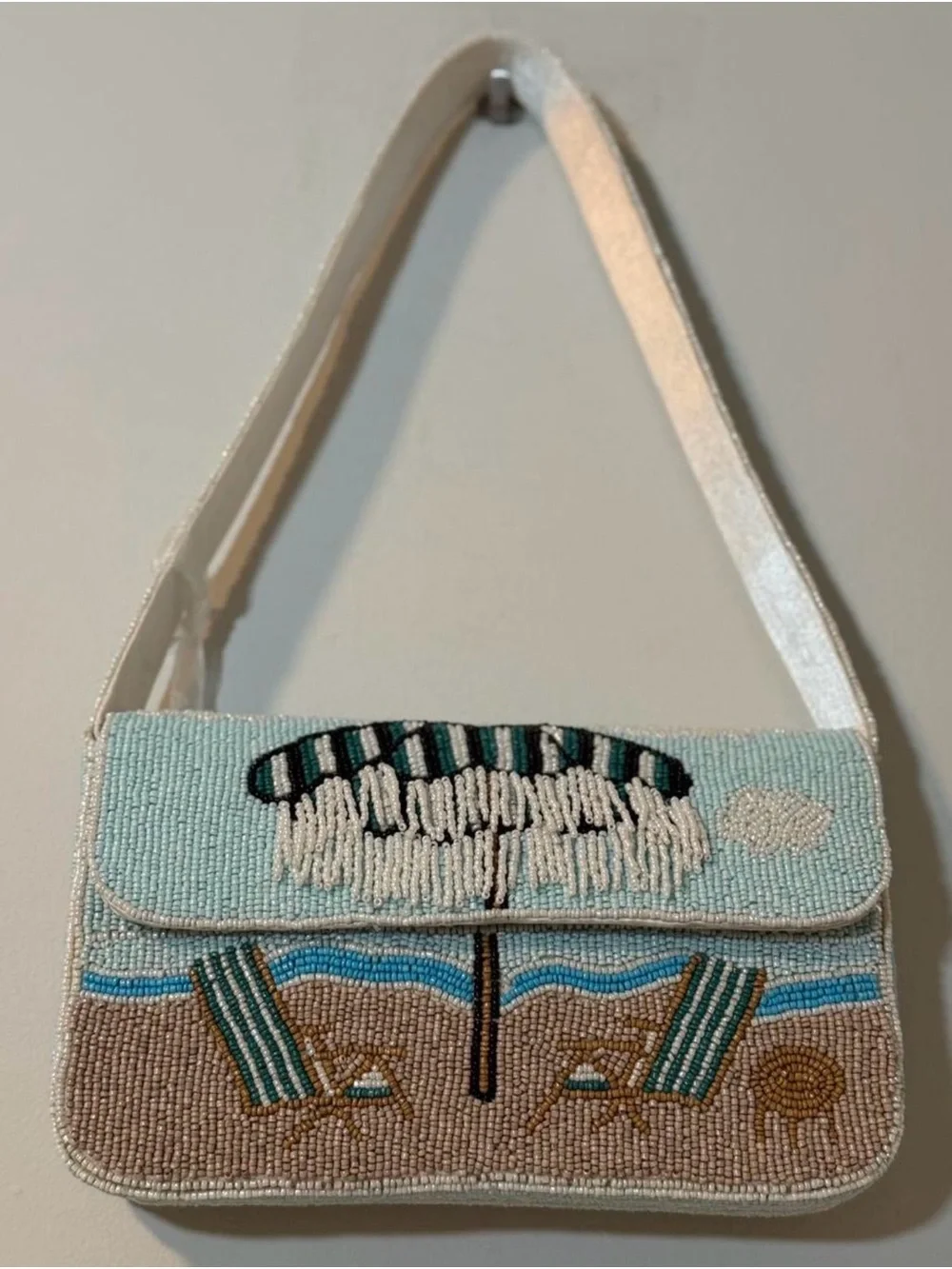 Beaded Beach Umbrella Shoulder Bag